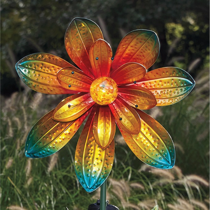 Solar 57" Floral Spinner, Orange Red, large