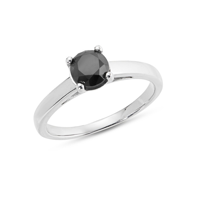 Black Diamond Ring, Sterling Silver, large
