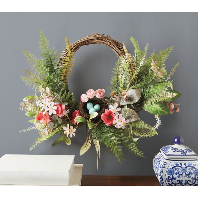 Fern Semi-Wreath with Nest, , large