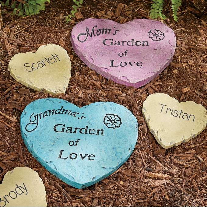 Personalized Mom/Grandma Garden Stone with 2 Child/Grandchild Stones - Buy Both and Save, , large