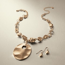 Wavy Oval Necklace and Earring Set, , large