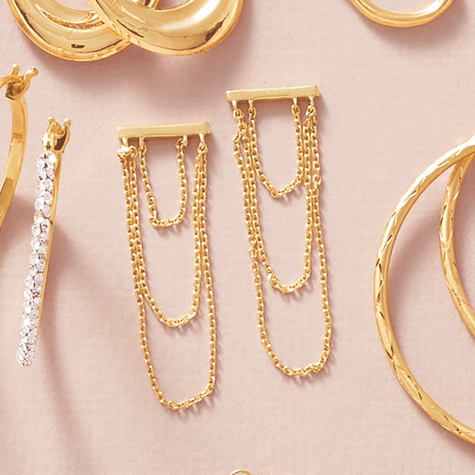 10K Gold Rope Drop Post Earrings, , large