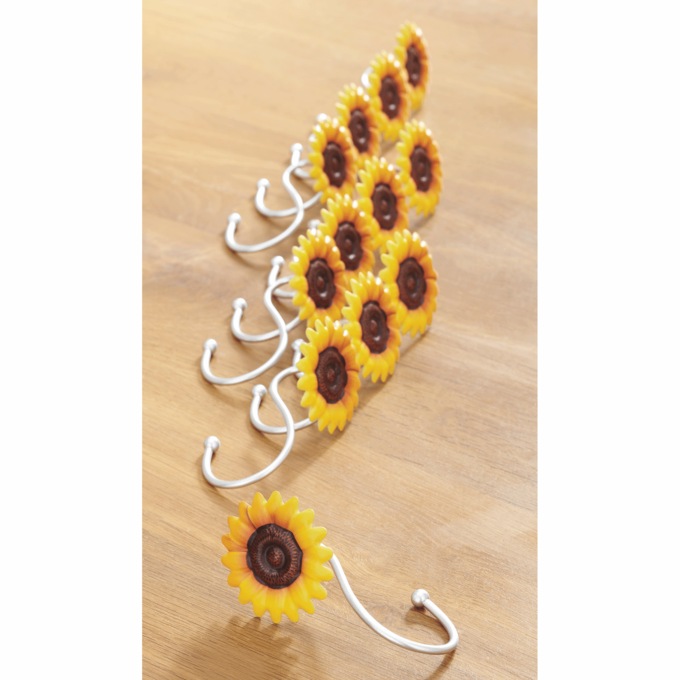 Set of 12 Sunflower Shower Curtain Hooks, , large