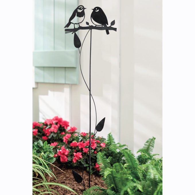 Love Birds Garden Stake, Bronze, large