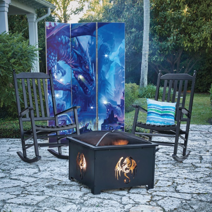 Lit Reversible Dragon Room Screen, , large