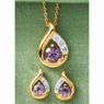 Gemstone Teardrop Pendant & Earring Set, , large
