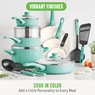 GreenLife 16-Piece Soft-Grip Cookware Set, Turquoise, large