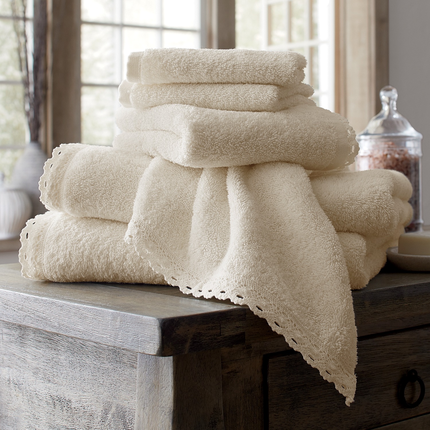 6Piece Crochet Trim Towel Set Montgomery Ward