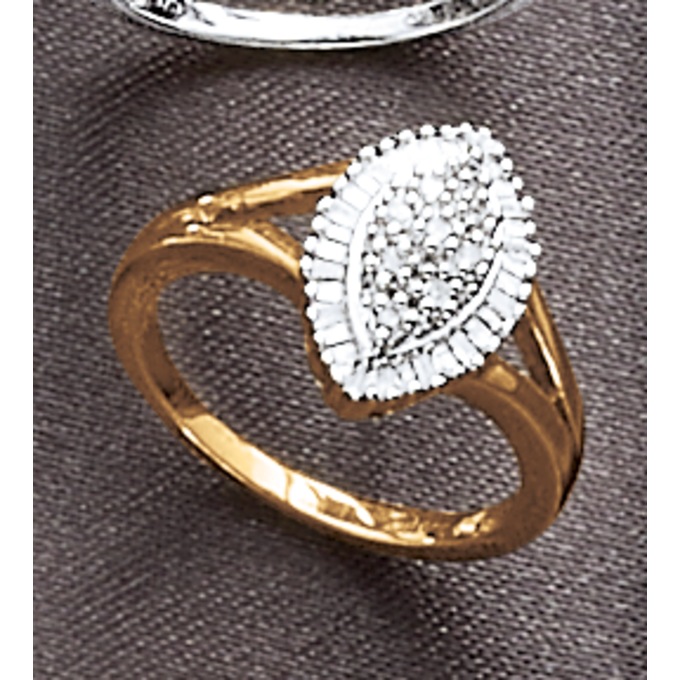 Diamond Marquise Cluster Ring, , large