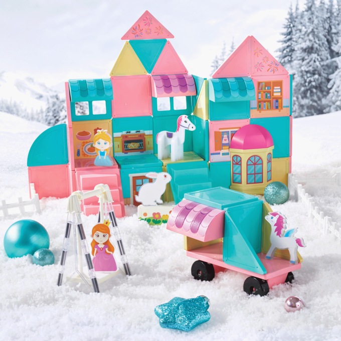 84-Piece Magnetic Tile - Castle Set, Multi, large