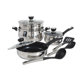 Oster Baldwyn 10-Piece Stainless Steel Cookware Set, , large