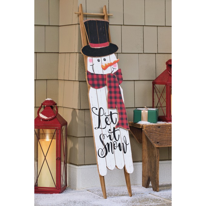 Let It Snow Snowman Sled Sign, , large