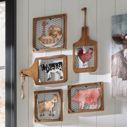 5-Piece Chicken Wire Farm Animal Wall Art, , large