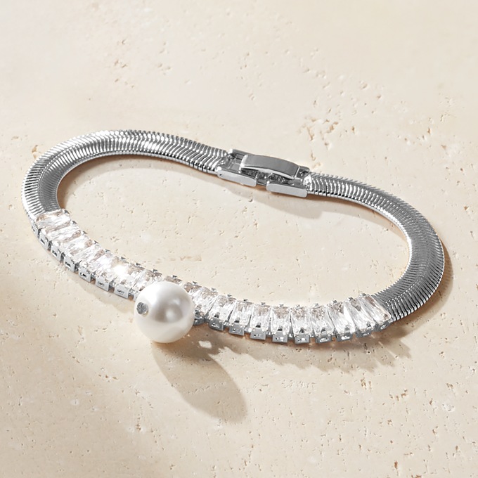 Crystal/Faux-Pearl Drop Bracelet, , large
