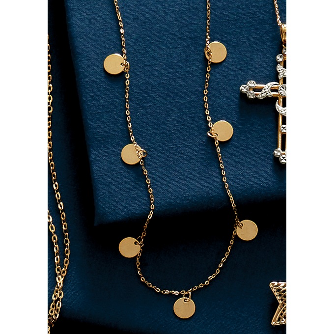 10K Gold Disc Necklace, , large