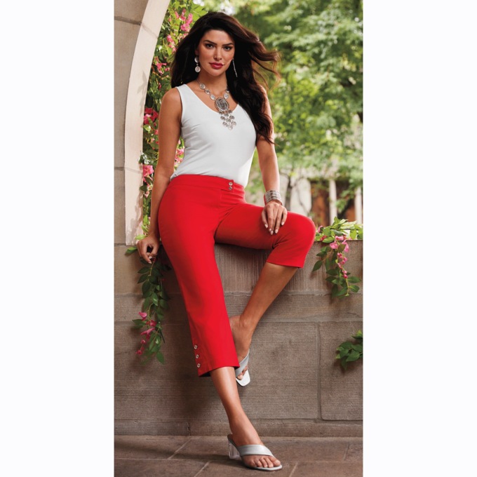 Mariah Button-Leg Capri, , large
