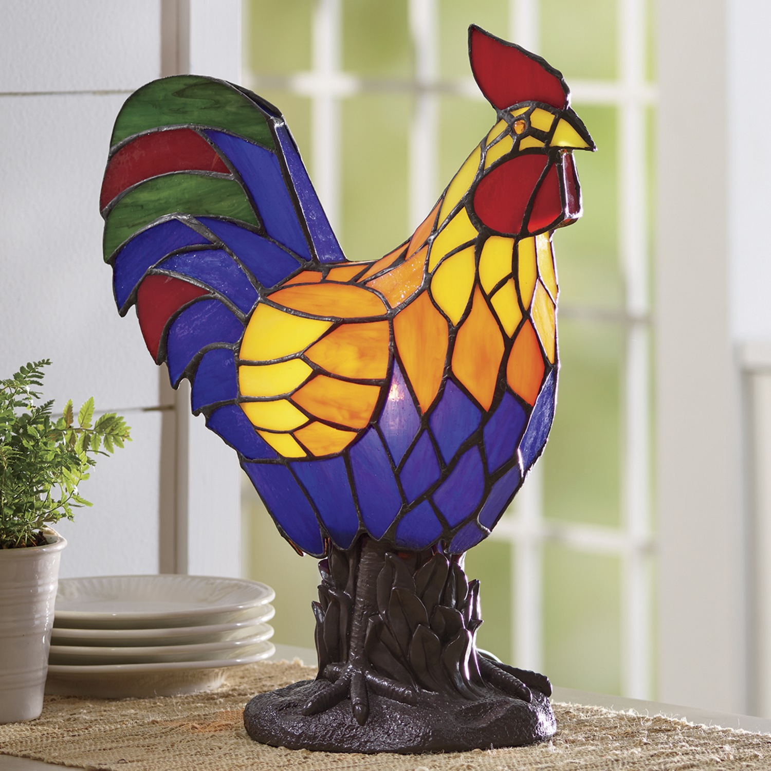 Stained Glass Rooster Lamp Designs Stained Glass Rooster Lamp Montgomery Ward