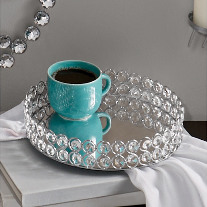 Circle Gem Mirrored Tray, , large