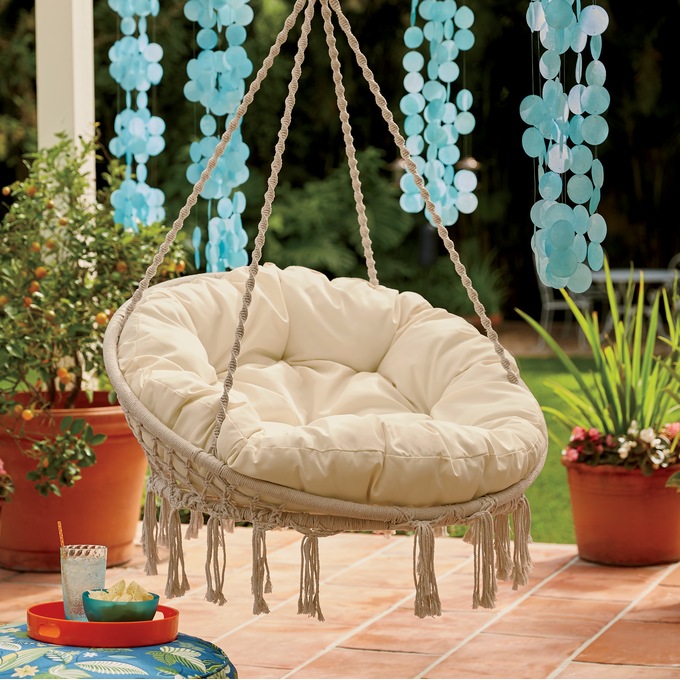 Round Hanging Chair With Cushion