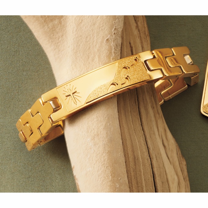 Men's Goldtone Footprints Jewelry, , large