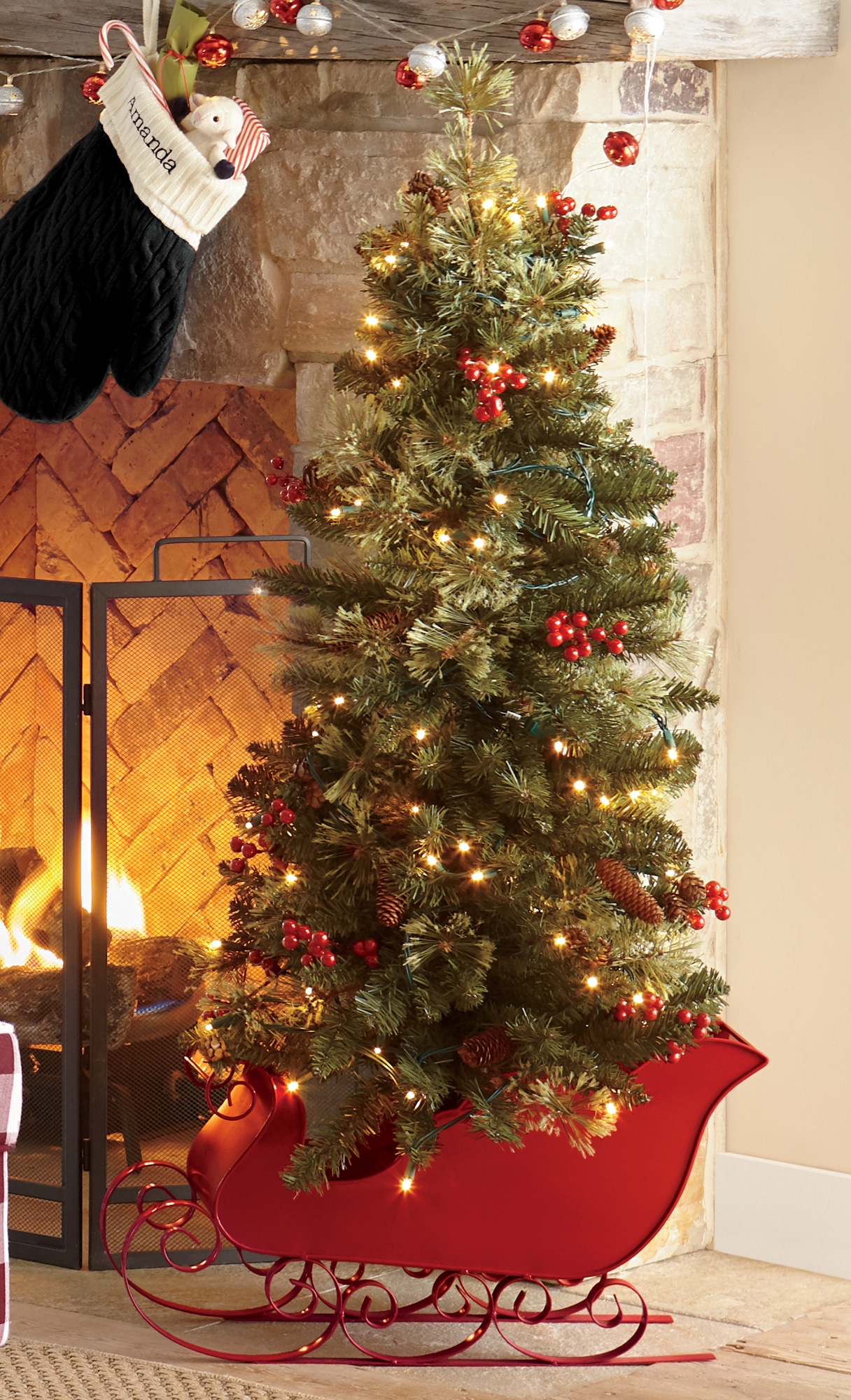 4-Foot Christmas Tree in Red Sled, , large