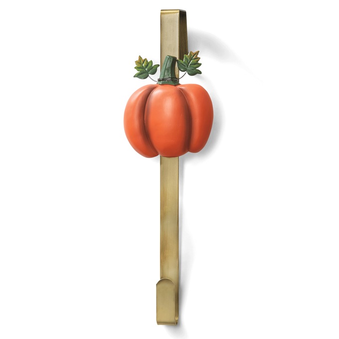 Pumpkin-Topped Seasonal Wreath Hanger, Multi, large