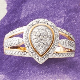 Diamond Teardrop Ring, , large