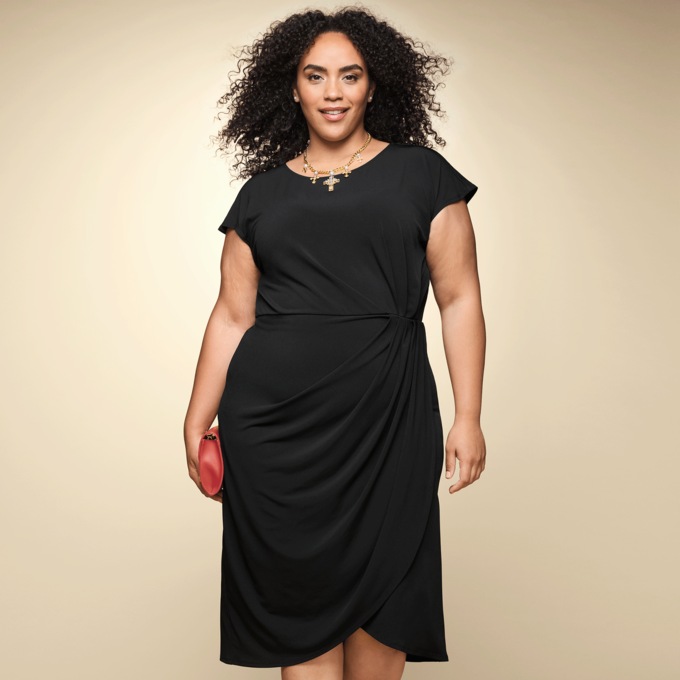 Ruched-Waist Sheath Dress, , large
