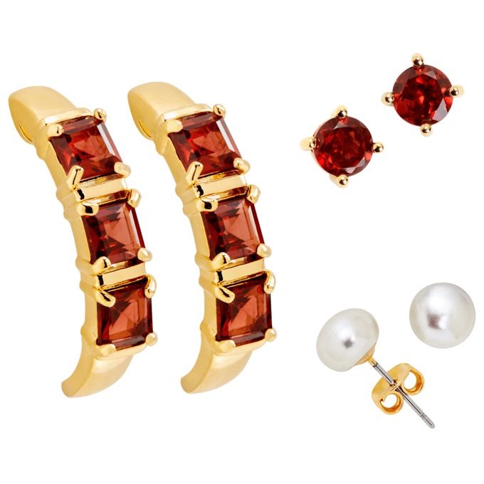 Gemstone 3 PC Earring Set, , large