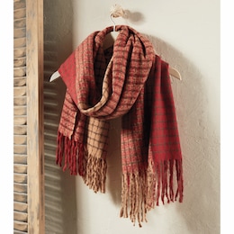 Oversized Plaid Scarf, , large