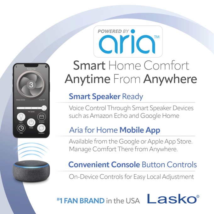 Lasko 40-Inch Smart Tower Fan with Aria App, , large