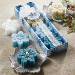 Set of 4 Snowflake Candles, , large