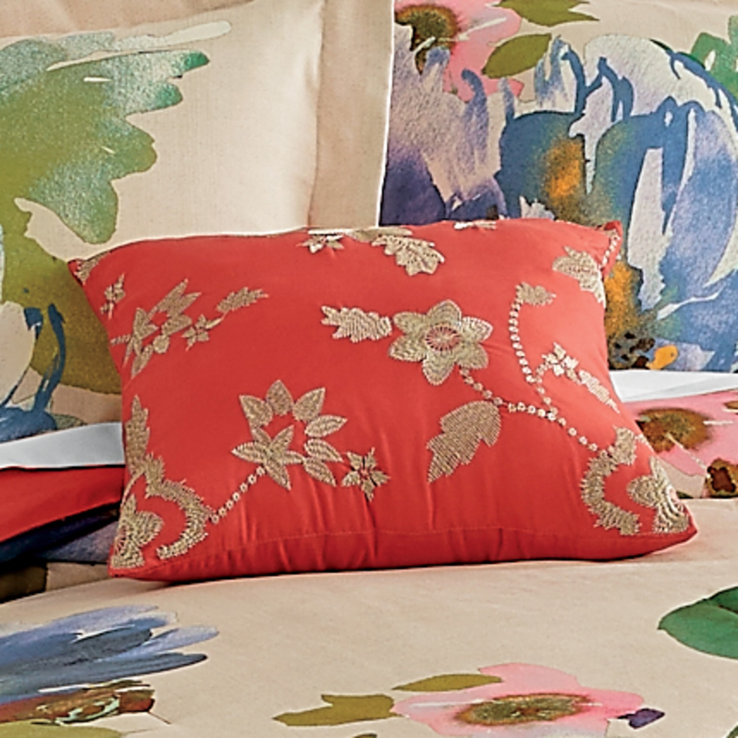Painted Peonies Comforter Set, Accent Pillow and Window Treatments