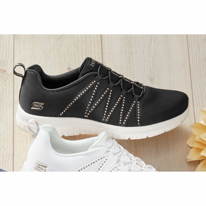 Skechers Virtue She Sparkles Slip-On Shoe with Rhinestones and No-Tie Fit, , large