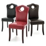 Faux-Leather Nailhead Dining Chair with Elegant Scalloped Back, , large