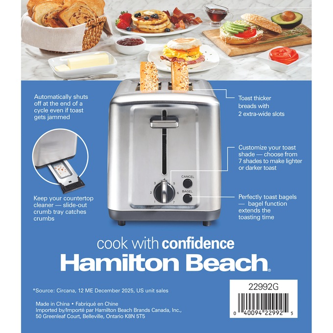 Hamilton Beach Stainless Steel 2-Slice Toaster, Stainless Steel, large