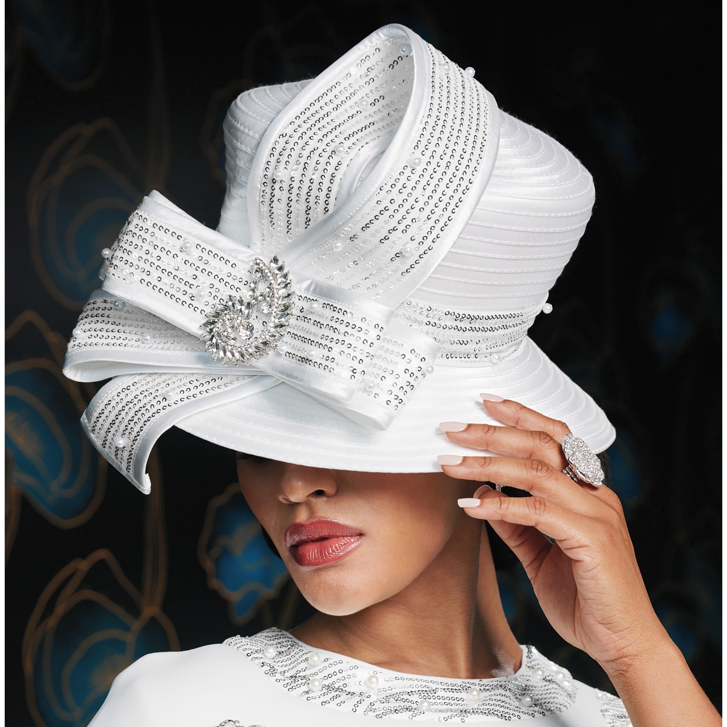 knee length dresses for ladies Metallic Silver Ladies Church Hat| Shenor Collections