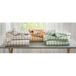 Ruffle Gingham Cotton Sheet Set, , large