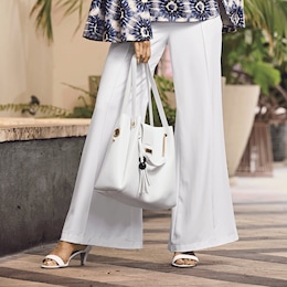 Winnie Wide-Leg Stretch Trouser with Leg Seams and Side Zip, , large