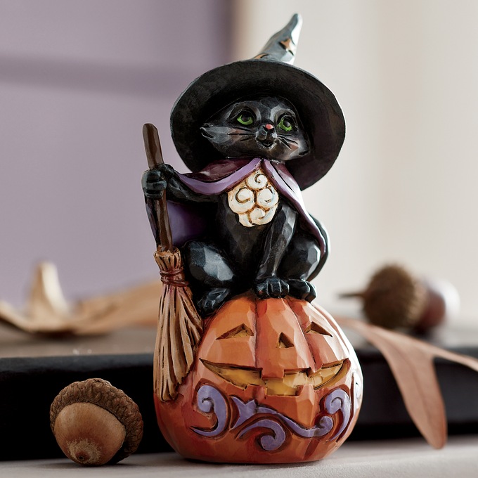 Jim Shore Black Cat On Pumpkin Figurine, , large