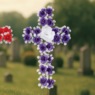 Outdoor Floral Cross Arrangement, , large