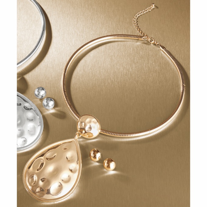 Divot Teardrop Necklace and Earring Set, , large