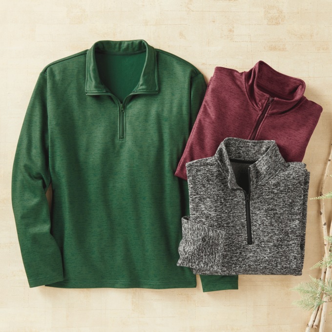 Melange Fleece 1/4-Zip Pullover, , large