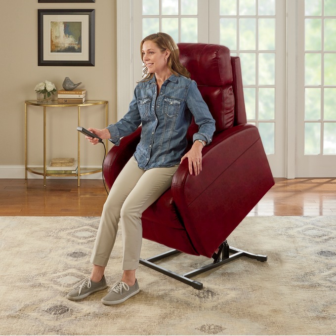 Power Lift Recliner Chair, Faux Leather, , large