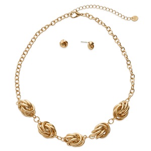 Short Knot Necklace and Earring Set, , large