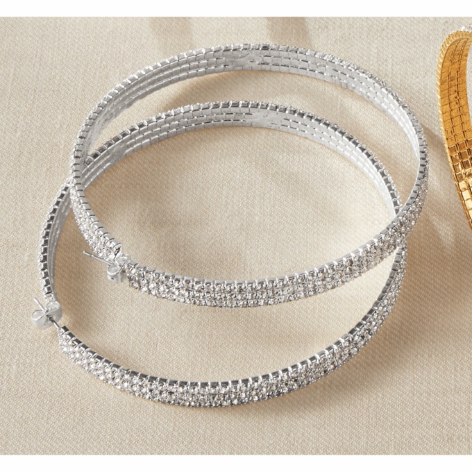 Large Stone Hoops, , large