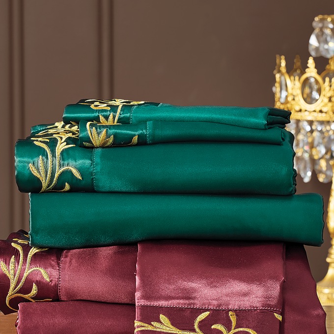 Anastasia Satin Sheets, Deep Teal, large