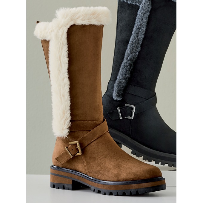 Faux-Fur Buckle Boot, , large