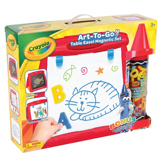 Crayola Art-to-Go Double-Sided Magnetic Table Easel with Letters and Numbers, Red, large