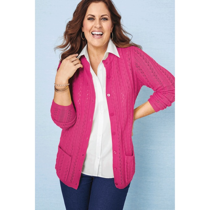Cable Knit Cardigan, , large